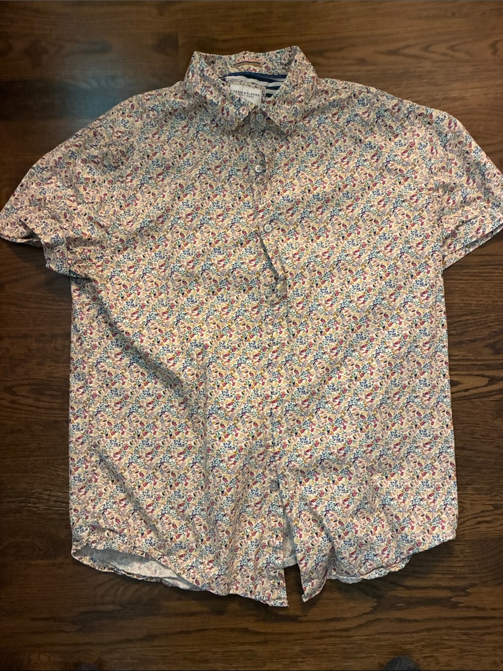 Short-Sleeve Floral Button-Down Shirt - Liberty Style White Multi